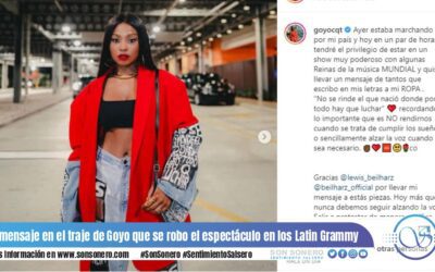 El mensaje en el traje de Goyo que se robó el espectáculo en los Latin Grammy